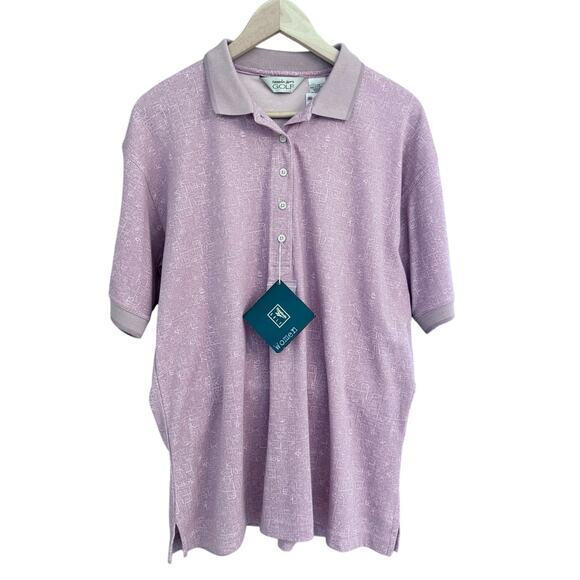 1995 Reebok Golf Polo Shirt Women's L – Purple Abstract Pattern New with Tags - Picture 1 of 12
